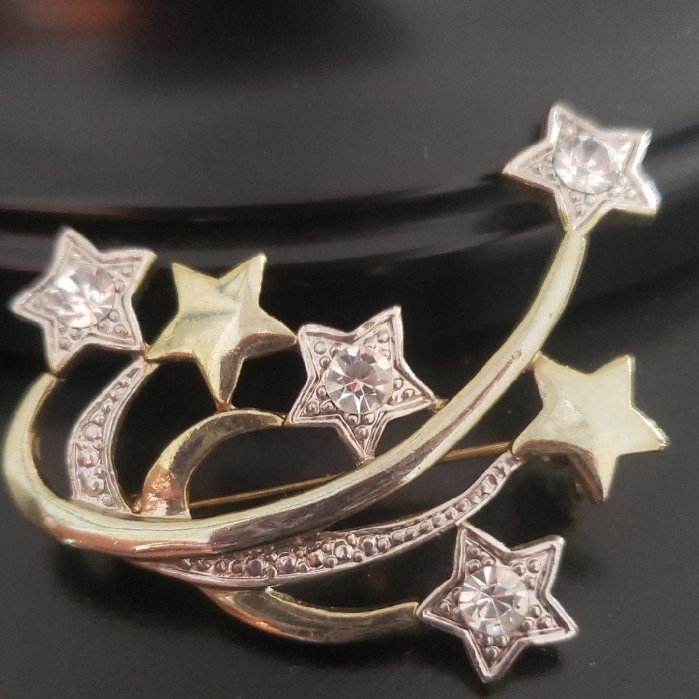 Shooting Star Gold and Silver Star Brooch  -  NWOT